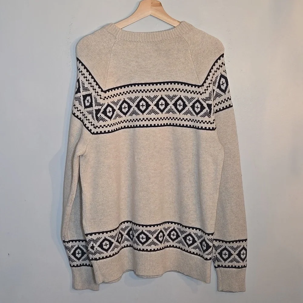 J. Crew Raglan Fair Isle Supersoft Wool Pullover Sweater